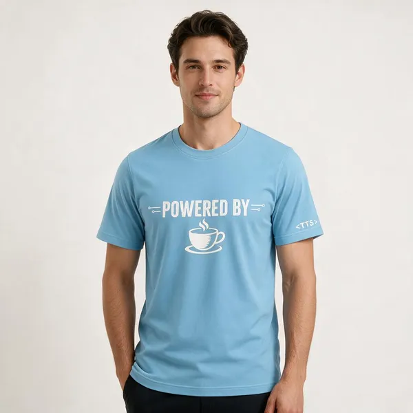 Sky_Blue_Powered_By_Coffee_Crew_Neck_T_Shirt