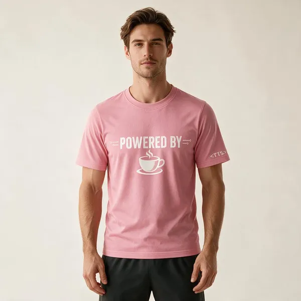 Pink_Powered_By_Coffee_Crew_Neck_T_Shirt