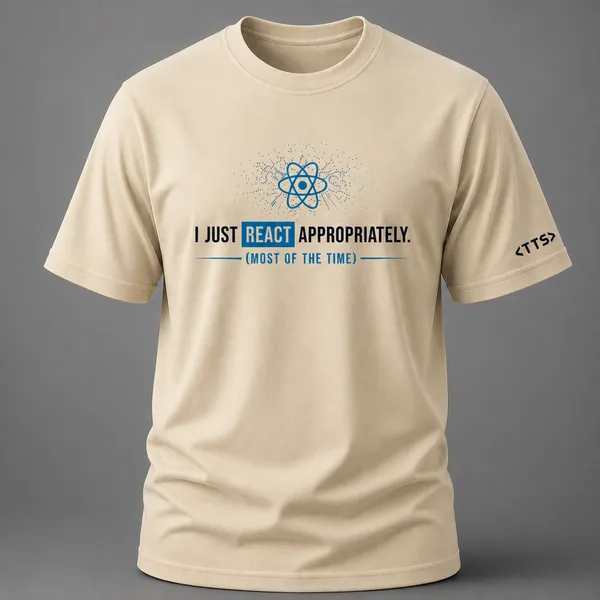 Beige_React_Developer_Crew_Neck_T_Shirt