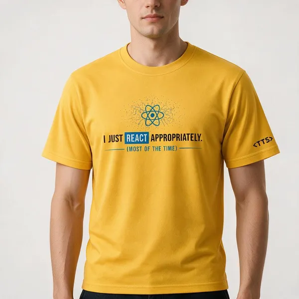 Yellow_React_Developer_Crew_Neck_T_Shirt