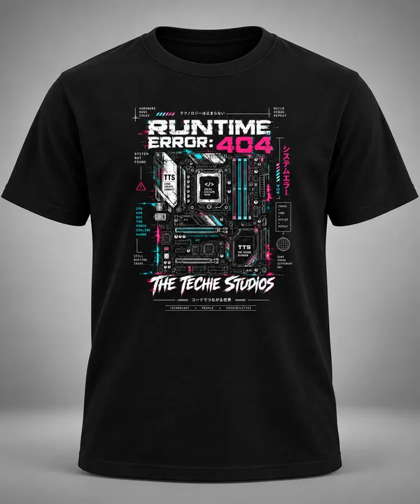 Black_Runtime_Error_404_Crew_Neck_T_Shirt