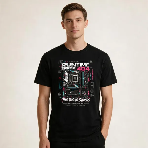 Black_Runtime_Error_404_Crew_Neck_T_Shirt