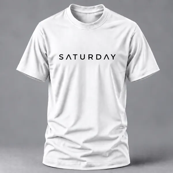 White_Saturday_Typography_Crew_Neck_T_Shirt