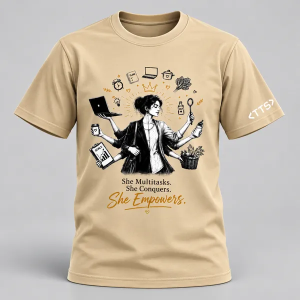 Beige_She_Empowers_Crew_Neck_T_Shirt