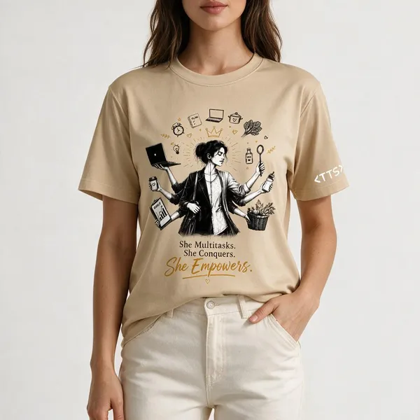 Beige_She_Empowers_Crew_Neck_T_Shirt