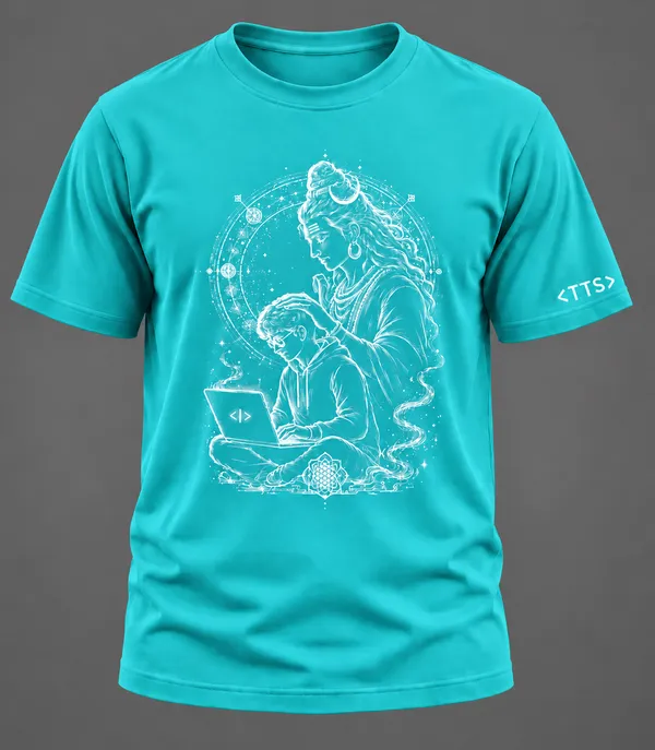 Aqua_Shiva_Blesses_Techie_Crew_Neck_T_Shirt