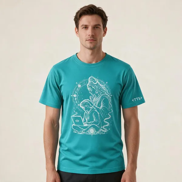 Aqua_Shiva_Blesses_Techie_Crew_Neck_T_Shirt