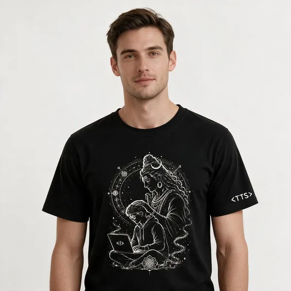 Black_Shiva_Blesses_Techie_Crew_Neck_T_Shirt