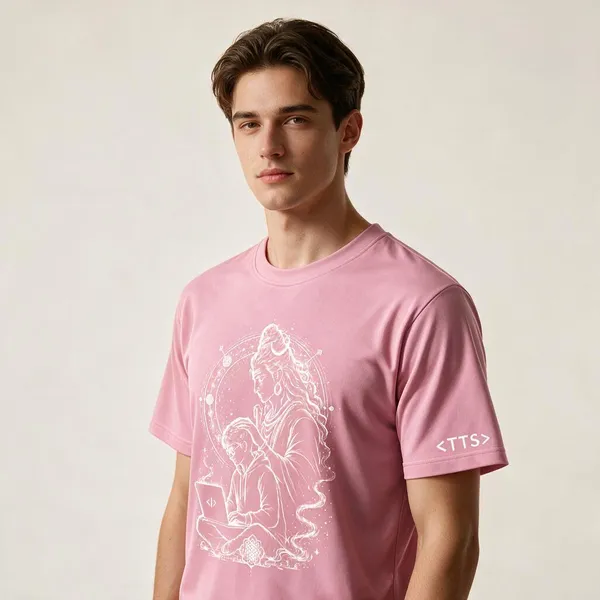 Pink_Shiva_Blesses_Techie_Crew_Neck_T_Shirt