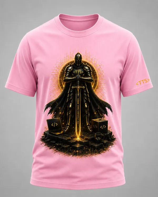 Pink_Standing_Knight_Crew_Neck_T_Shirt