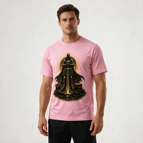 Pink_Standing_Knight_Crew_Neck_T_Shirt