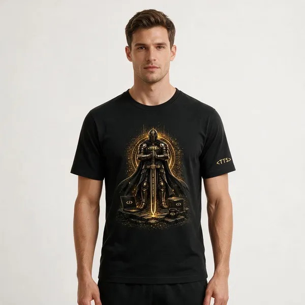 Black_Standing_Knight_Crew_Neck_T_Shirt