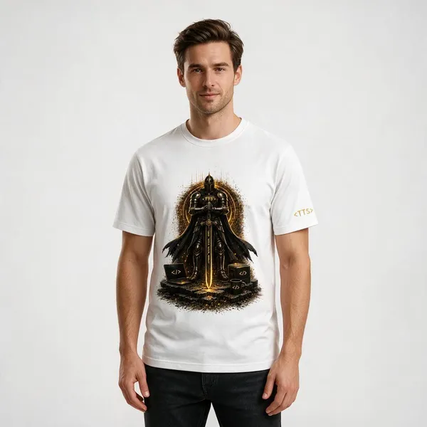 White_Standing_Knight_Crew_Neck_T_Shirt
