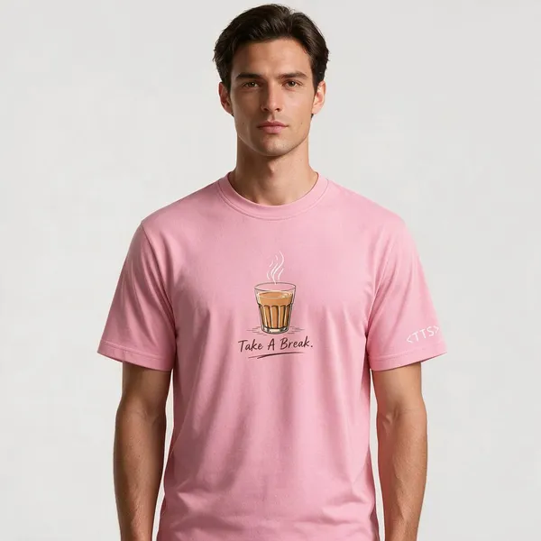 Pink_Tea_Break_Crew_Neck_T_Shirt