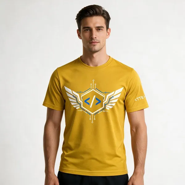 Yellow_Techie_Got_Wings_Crew_Neck_T_Shirt