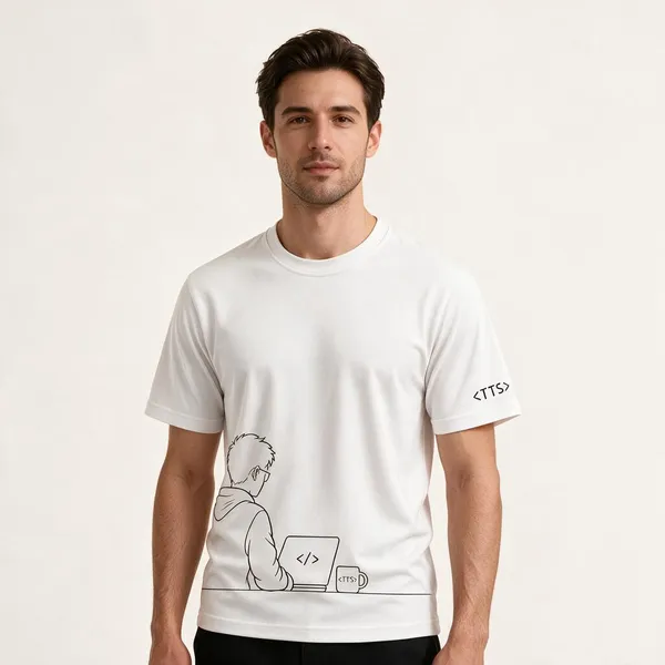 White_Techie_Man_Crew_Neck_T_Shirt