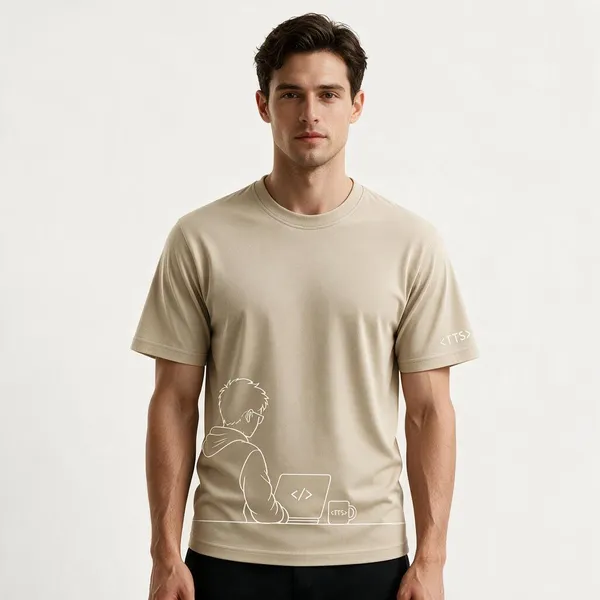 Beige_Techie_Man_Crew_Neck_T_Shirt