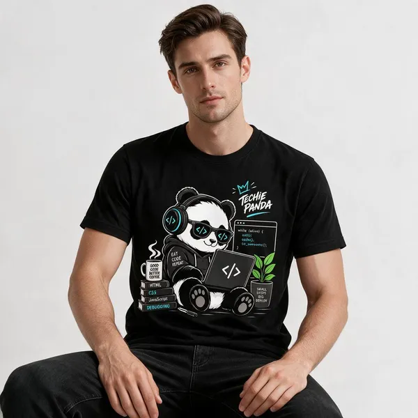 Black_Techie_Panda_Crew_Neck_T_Shirt