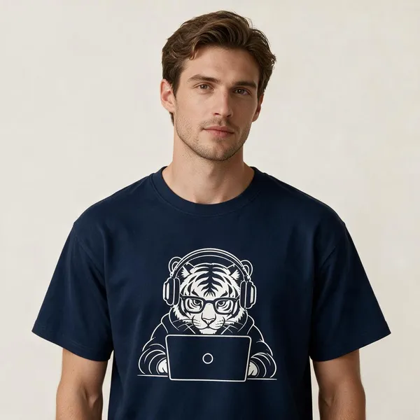 Navy_Blue_Techie_Tiger_Crew_Neck_T_Shirt