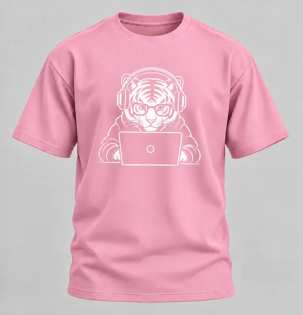 Pink_Techie_Tiger_Crew_Neck_T_Shirt