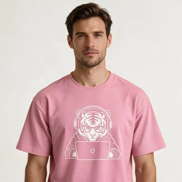 Pink_Techie_Tiger_Crew_Neck_T_Shirt