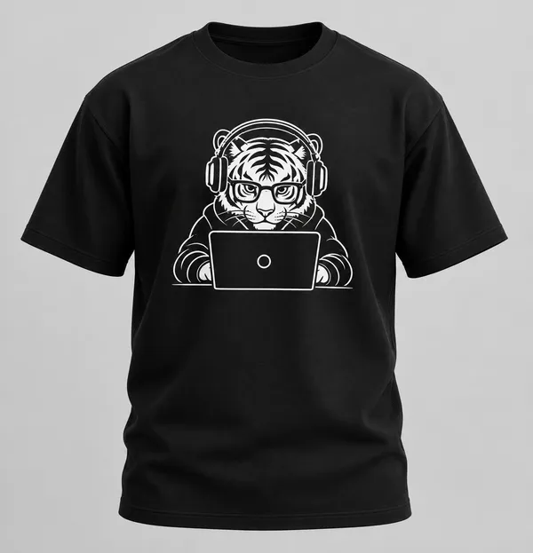 Black_Techie_Tiger_Crew_Neck_T_Shirt
