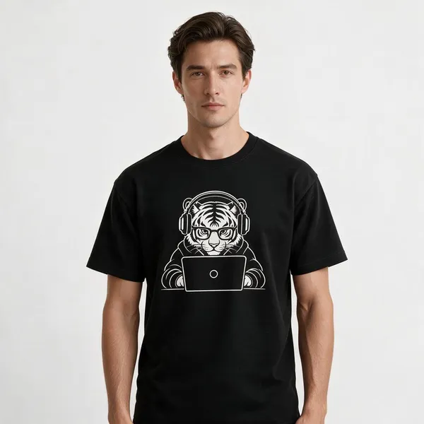 Black_Techie_Tiger_Crew_Neck_T_Shirt