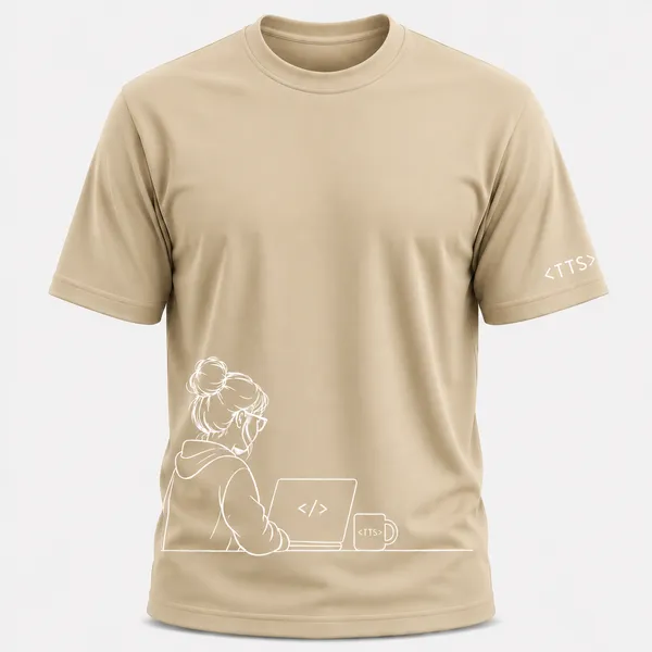 Beige_Techie_Woman_Crew_Neck_T_Shirt