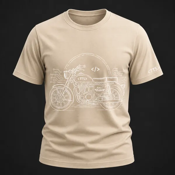 Beige_Techies_Bullet_Crew_Neck_T_Shirt