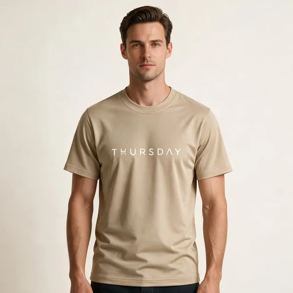 Beige_Thursday_Typography_Crew_Neck_T_Shirt