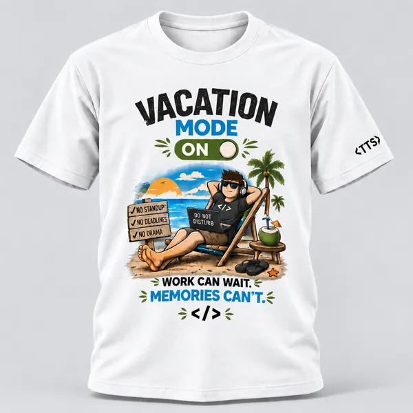 White_Vacation_Mode_Crew_Neck_T_Shirt