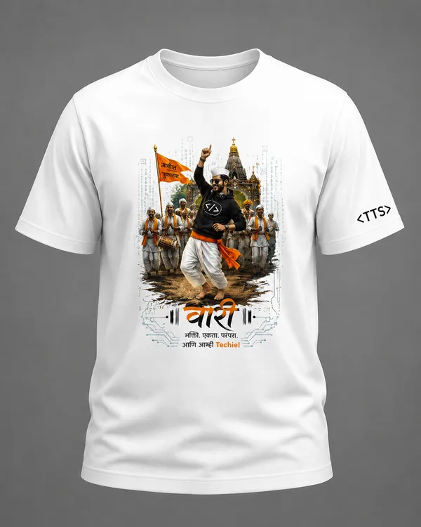 White_Varkari_Dancing_Crew_Neck_T_Shirt