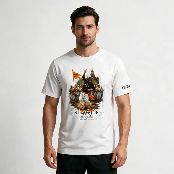 White_Varkari_Dancing_Crew_Neck_T_Shirt