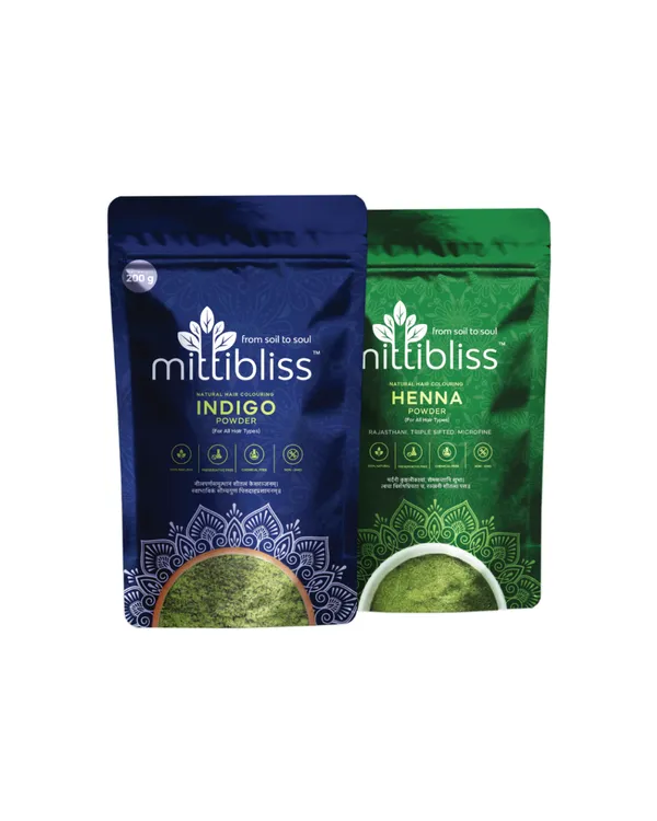 MittiBliss_Indigo_Powder_(Pure_Indigofera_Tinctoria)_&_MittiBliss_Henna_Powder_(Pure_Lawsonia_Inermis)_Pack_Of_2