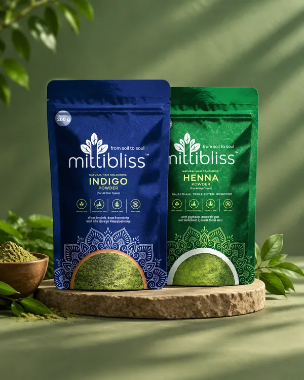 MittiBliss_Indigo_Powder_(Pure_Indigofera_Tinctoria)_&_MittiBliss_Henna_Powder_(Pure_Lawsonia_Inermis)_Pack_Of_2