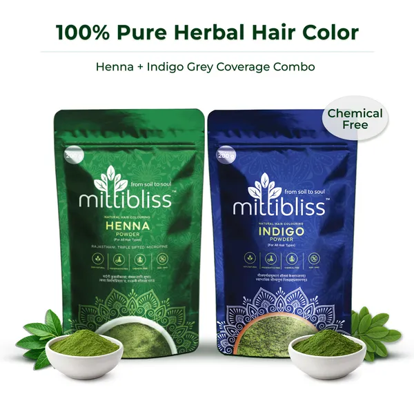 MittiBliss_Indigo_Powder_(Pure_Indigofera_Tinctoria)_&_MittiBliss_Henna_Powder_(Pure_Lawsonia_Inermis)_Pack_Of_2