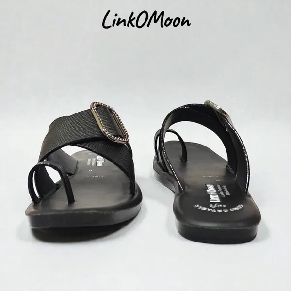 Women_Leather_Cross_Strap_Toe_Loop_Sandals