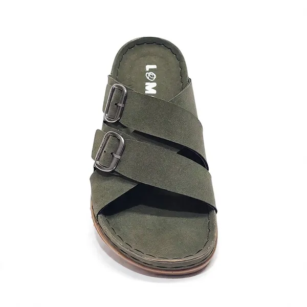 Cross_Strap_Slide_Sandals_Olive_With_Buckle