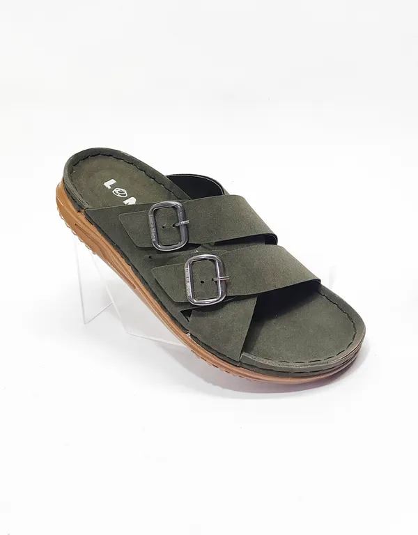 Cross_Strap_Slide_Sandals_Olive_With_Buckle