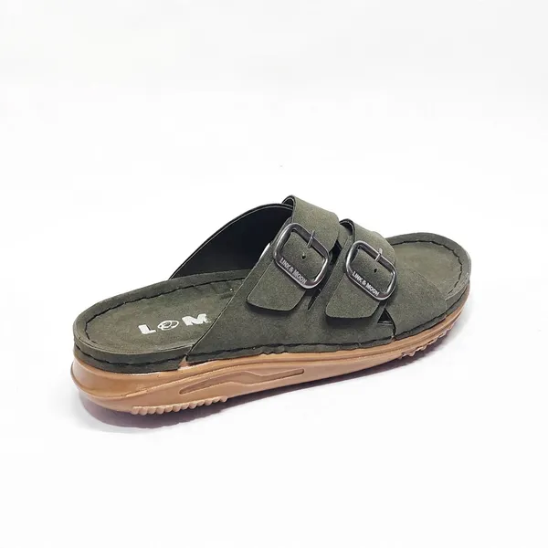 Cross_Strap_Slide_Sandals_Olive_With_Buckle