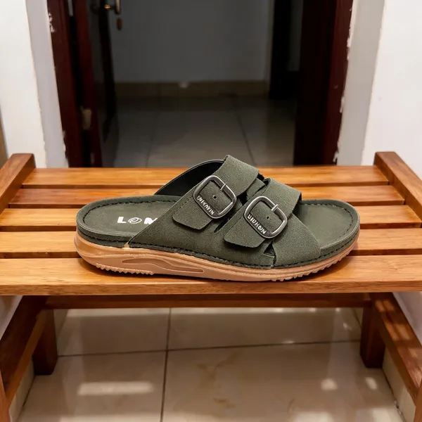 Cross_Strap_Slide_Sandals_Olive_With_Buckle