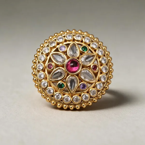 Gold_Tone_Alloy_With_Gold_Plating_And_Kundan_Work_Statement_Ring_For_Women