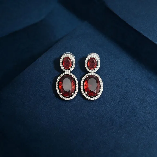 White_And_Red_American_Diamond_With_Ruby_In_Center_Earrings_For_Women