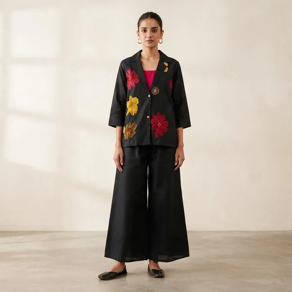 Black_Cotton_3_Pec_Suit_With_Inner_For_Women