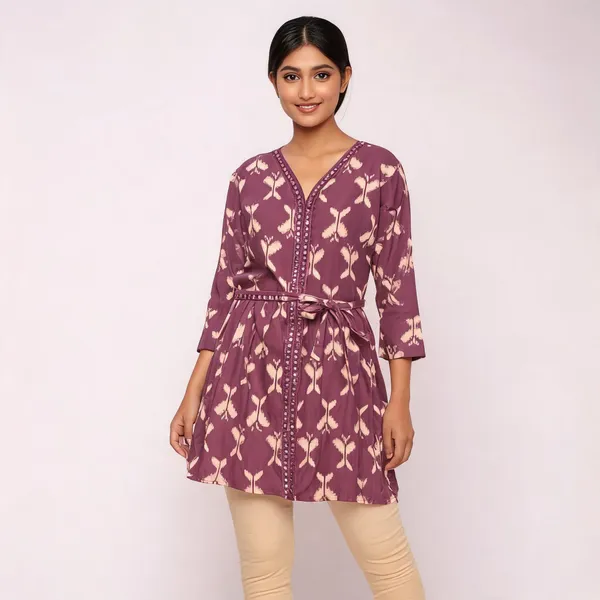 Pink_Cotton_Short_Kurti_For_Women