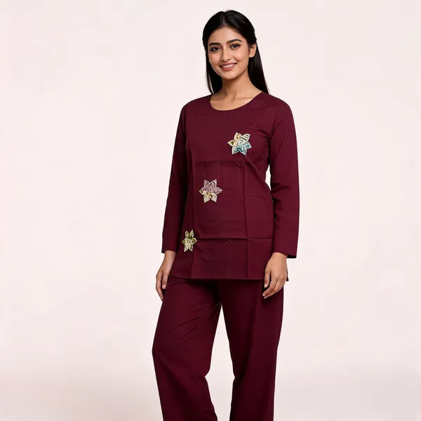 Maroon_Khadi_Co-Ord_Set_For_Women