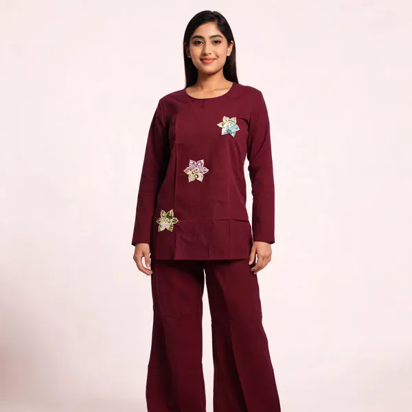 Maroon_Khadi_Co-Ord_Set_For_Women