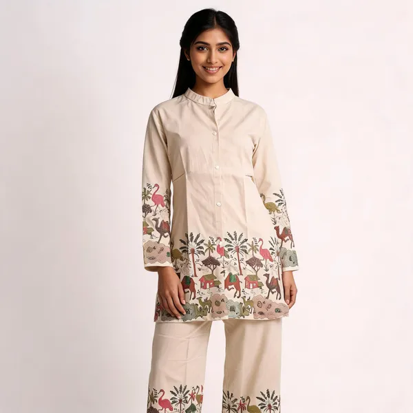 Cream_Khadi_Co-Ord_Set_For_Women