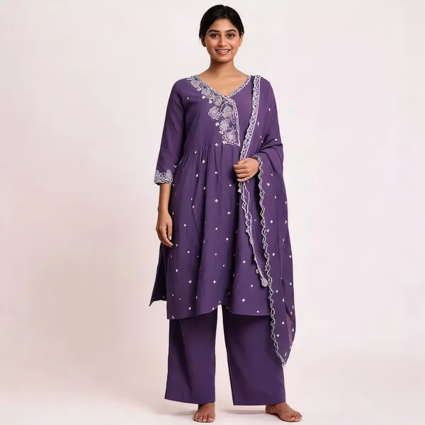 Purple_Roman_Silk_3_Pec-Kurti_Set_For_Women
