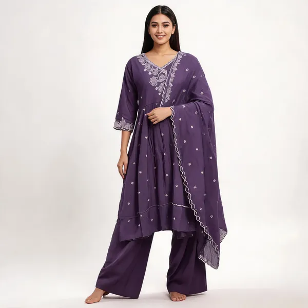 Purple_Roman_Silk_3_Pec-Kurti_Set_For_Women